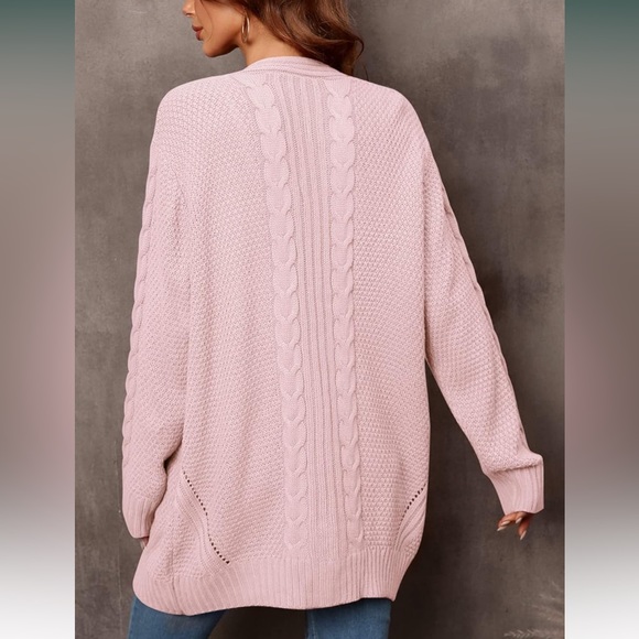 ❤️SOLD LOCALLY❤️ Women's Cable Knit Open Front Cardigan - Pink S - Picture 5 of 9